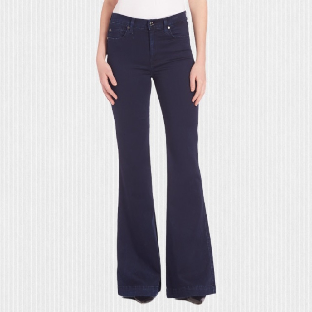 7 For All Mankind Ginger Wide Flare Leg Dark Blue Jeans Size 29